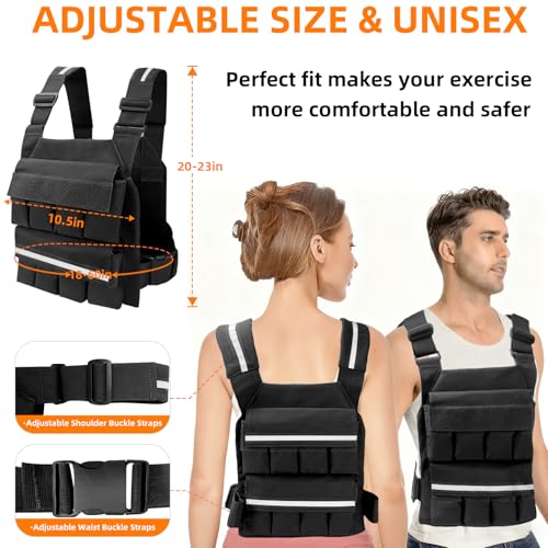 Weighted Vest for Men Women, Adjustable Tactical Weight Vests for Rucking Walking Running Crossfit Strength Training (Without Weight Blocks) - color: Black