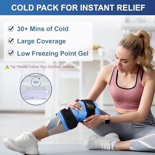APEXUP Ice Pack for Knee Pain Relief, Large Reusable Wrap After Surgery, Flexible Gel Cold Pack for Injuries, Pain Relief for Back, Shoulder, Elbow, Ankle and Leg (Blue, XXL, 1PK) - size: 2X-Large-1PK, style: Blue