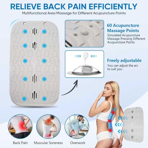 Ergonomic Lumbar Support Board, Lower Back Stretcher Adjustable Air Compression Mat Spinal Decompression Device, Back Stretcher for Lower Back Pain Relief,Ideal for Adults at Home or Work(grey) - color: Gray