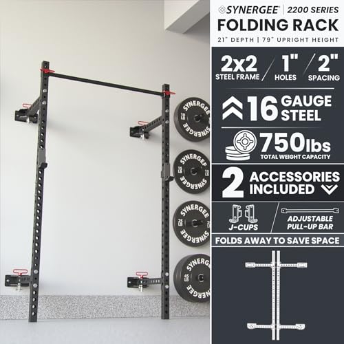Synergee 2200 Folding Rack – 750 lb Capacity Power Cage - color: a) Black 79" x 21"