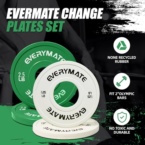 EVERYMATE Change Weight Plates 1.25LB 2.5LB 5LB Set Fractional Plate Olympic Bumper Plates for Cross Training Bumper Weight Plates Steel Insert Strength Training Weight Plates - color: 7.5 LB (1.25+2.5) x2