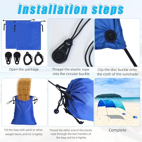 Bylion 2 Sets Beach Shade Accessories- Beach Canopy Wind Assist-600D Blue Sandbags Weight Sun Canopy Assist Kits, Provide Shade in Breezes/No Wind Form Tent-Like Shape(Canopies Excluded) - color: Style1-Blue