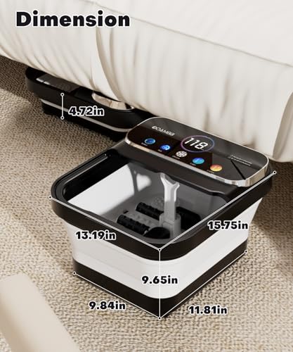 OOAMBB Collapsible Foot Spa with Heat, Bubble,Temp Control,Remote Control, Color Touch Screen Foot Bath Massager with 6 Massage Rollers,Foot Soaking Tub (Black) - color: Black