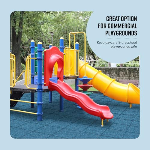 Playsafer Elevate Rubber Playground Tiles - 1" Thick High Density Interlocking Shock Absorbent Safety Tile for Playgrounds, and Exercise Equipment - 20" X 20" (180 Tiles - 486 Sq. Ft. - Gray) - color: Grey