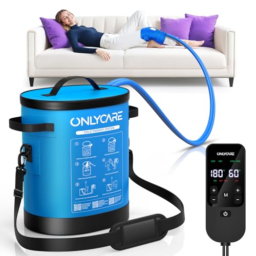 ONLYCARE Cold Therapy Machine, Ice Machine for Knee After Surgery, Blue | Portable Ice Therapy Machine, Compression Pad for Ankle, Arm Joints, Sports Injuries, Cryotherapy Pain Relief, Bright Blue - color: Blue