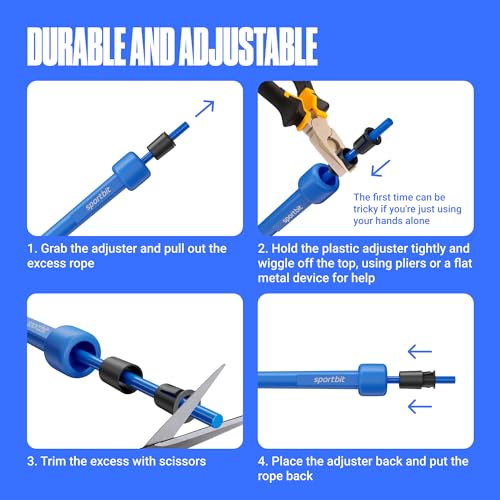 SPORTBIT Adjustable Jump Rope for Fitness and Exercise | Fitness and Exercise, Cardio, Boxing, and Weight Loss, Speed Rope, Men & Women - color: Blue