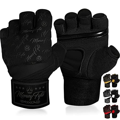 Quick Gel Boxing Wraps Under Boxing Gloves - Kickboxing MMA Muay Thai - Fist, Knuckle, Wrist Wrap Protection Inner Glove Hand Wraps - Men Women Kids - color: All Black, size: Large-X-Large
