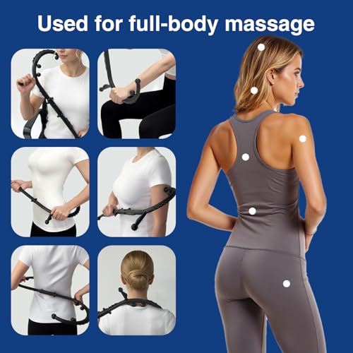 Massage Stick,Handheld Trigger Point Back and Neck Massager Cane, Deep Tissue Self Massage Tool for Muscle Knots and Myofascial Release,for Pain Relief and Muscle Recovery,Black - color: Black