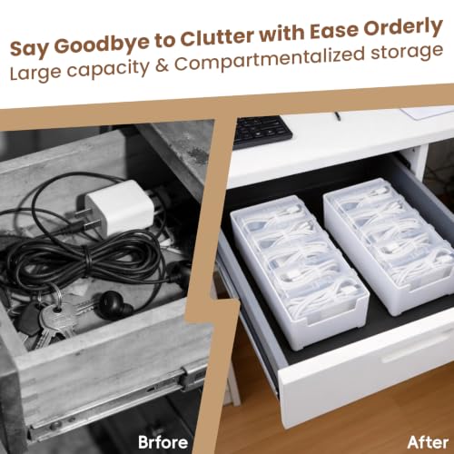 5 Individual Cable Organizer Boxes With Base, Cord Storage Organizer With Labels And Cable Straps For Charging Cables, Adapters, Earphones (5 pcs Individual Cable, 1 Pack) - color: 5 pcs Individual Cable