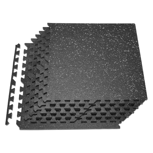 VEVOR 0.56Inch 24sq.ft 6 Tiles Gym Flooring for Home Gym, Rubber Top with High Density EVA Foam, 24 x 24In Gym Floor Exercise Equipment Mats, Interlocking Gym Mats, Puzzle Workout Mats, Black & Gray - color: Black & Gray, style: 6 Tiles (24 Sq Ft)
