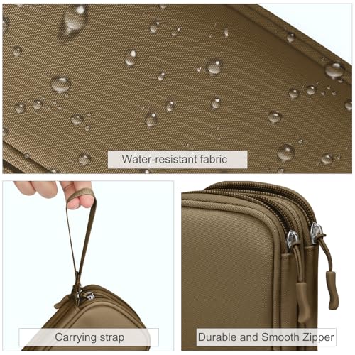 FYY Electronic Organizer, Travel Tech Pouch Bag, Cable Organizer Brown | Wrist Strap, Waterproof, Double Layers Portable Electronics Travel Carrying Case for Cord, Charger, Daily Business Trips Use - color: Brown, size: Small