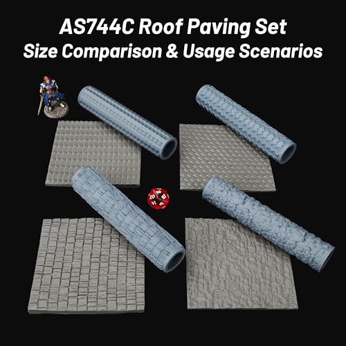 DND Terrain Texture Roller Set for Foam Modeling –Build Roofs for RPG Games | Perfect for RPG Accessory Building Blocks of Adults, Table Maps, and Dungeons and Dragons Worlds-AS744C - color: As744-c