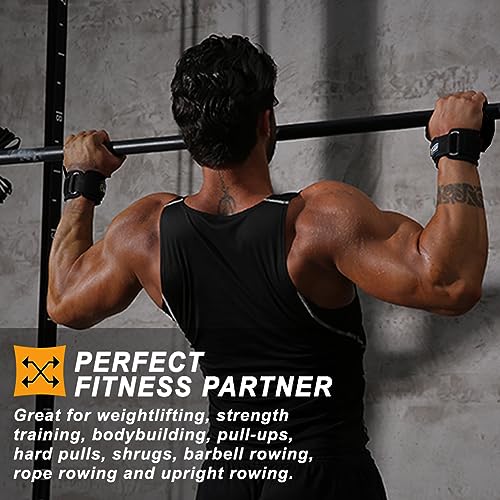 TAVIEW Wrist Straps for Weightlifting for Maximum Grip Support - Lifting Deadlift Strap & Weight Lifting Grips Gloves for Working Out Pull Up Deadlifting & Shrugs - color: Rubber (Black)