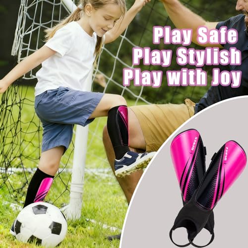newox Soccer Shin Guards Kids Youth - Shin Pads Protection Boys Shin Guards Soccer Youth - Soccer Shin Guards for Kids 3-15 Years Old Girls Boys - color: Pink+Black, size: X-Small