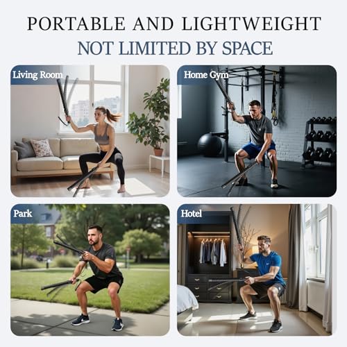 Ropeless Battle Ropes for Exercise Workout Rope, Portable Workout for Home Gym, Exercise Battle Ropes for HIIT Workouts, Low-Impact Cardio Training (2 Ropes with Bag) - style: 2 Ropes with Bag