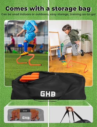 GHB Agility Hurdles 8" Speed Agility Training Hurdles, Detachable Sturdy Hurdles Training Equipment Set with Carry Bag for Kids,Athletes,Soccer,Basketball - size: 10 Pack
