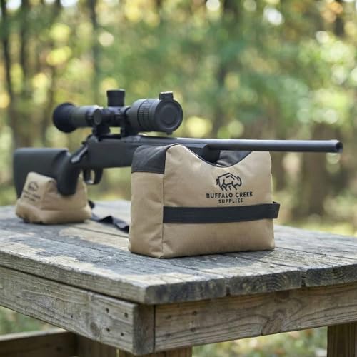 Buffalo Creek Supplies All Weather Durable Front and Rear Shooting Rest Bags, Rifle Rest Sand Bag for Bench Rest Shooting, Hunting, Target & Competitive Sports Shooting-Unfilled - color: Coyote Brown
