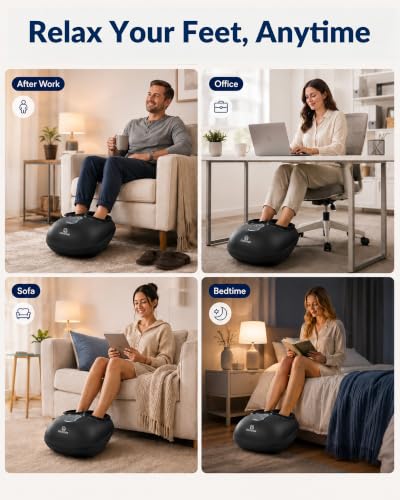 Shiatsu Foot Massager with Heat, Compression, Vibration Remote Control | 2026 Upgraded Biger Size 13, for Neuropathy, Plantar Fasciitis Relief, 5 Compression Levels, 3 Kneading Speeds, 2 Heat Levels - color: Matte-black
