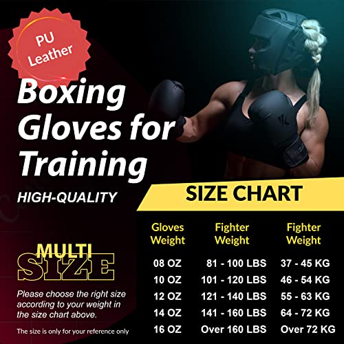Kruzak Matte Black Boxing Gloves and Pads, Boxing Gloves Training Set for Kickboxing and Muay Thai MMA Training - Boxing Kit for Adults with Punching Pads for Martial Arts and Karate - size: 16 oz