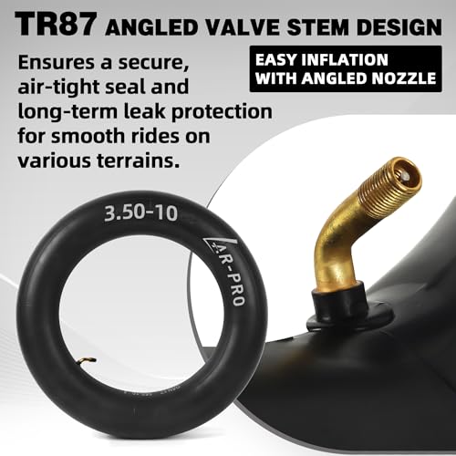 AR-PRO (2-Pack) 3.50-10 Inner Tube with TR87 Angled Valve Stem, Replacement Heavy-Duty Inner Tube for Dirt Bike Scooter Moped ATV, Made from Durable Butyl Rubber - size: 3.50-10",TR-87 Valve