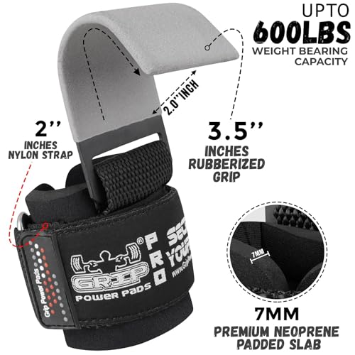 Weight Lifting Rod Hooks Heavy Duty Wrist Wraps Power Weight Lifting Training Gym Grips Straps Set of 2 - color: Gray, size: MEN-Wrist Size Large