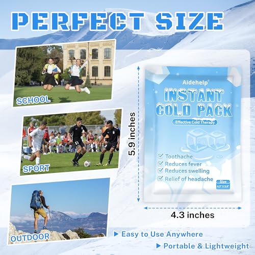 25 Pack Instant Cold Packs (4.3" x 5.9") - Disposable Ice Packs for Injuries | Cold Compress Ice Pack for Pain Relief, Swelling, Inflammation, Sprains, Toothache - Cold Pack for Athletes - size: 25 PACK