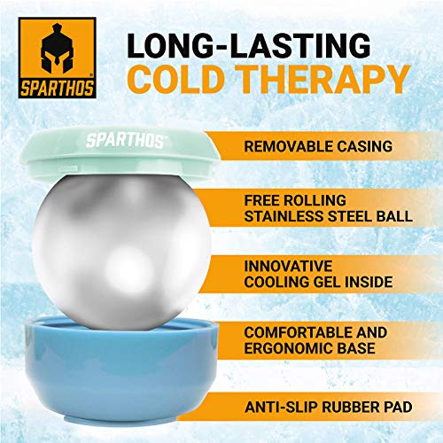 Sparthos Cold Massage Roller Ball - Fitness Cryosphere Massager - Cryo Cryocup Ice Massage Cups - for Muscle, Face, Body Muscles - Manual Polar Icing Cooling Balls - Freeze Tools (Mint/Blue, 60mm) - color: Electric Blue, style: 60mm (Pack of 1)