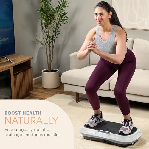 Lifepro Waver Vibration Plate Exercise Machine – High-Intensity Vibration Plate for Lymphatic Drainage – Full-Body Workout Vibrating Platform with Loop Bands – Fitness Equipment for Strength & Toning - color: White