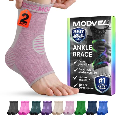 Modvel Foot & Ankle Brace Socks for Sprained Ankle Compression Sleeve - Foot Support for Women & Men - Tendonitis & Arthritis Ankle Brace Sports Running, Torn Ligaments & Women Stabilizing Ankle Wrap - color: B Pink, size: XXX-Large