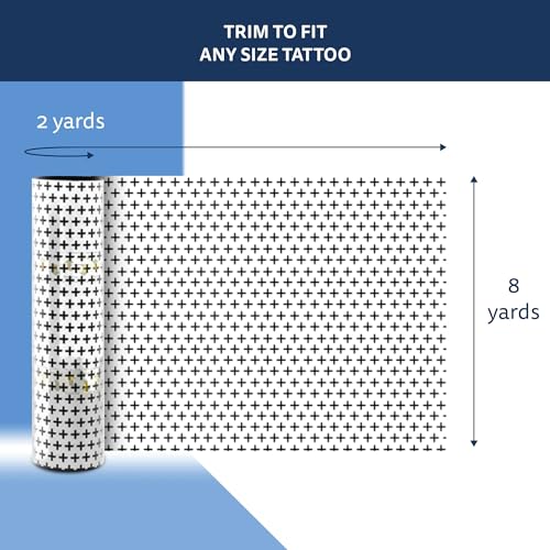 Recovery Aftercare Derm Shield Tattoo Cover Up Patch - Latex-Free & Waterproof Tattoo Aftercare Bandage - Transparent Matte Film - Breathable & Flexible - Promotes Healing & Skin Renewal (8" x 2 yd) - size: 8" x 2 Yard Roll