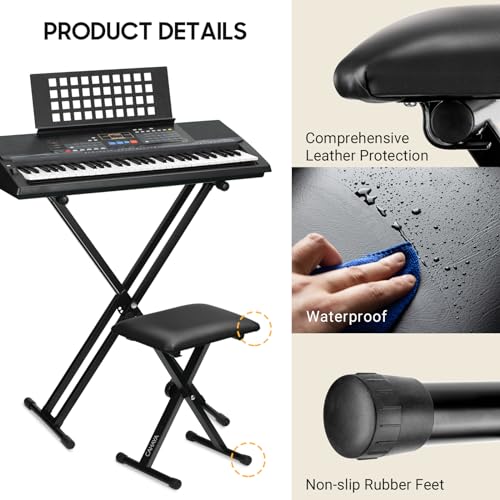 CAHAYA Keyboard Bench X-Style Height Adjustable 16.3-19.6in Padded Cushion Piano Stool Bench Keyboard Chair for Keyboards Piano CY0257 - color: Black, style: Standard Version