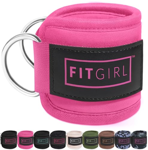 FITGIRL Ankle Strap for Cable Machine – Premium Padding and Comfort for Cable Exercise Machines, Cable Exercise Attachment for Home & Gym, Glute Workouts - Kickbacks, Leg Extensions, Hip Abductors - color: Pink - Pair