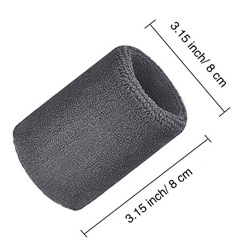 Willbond Wrist Sweatbands, Sports Sweatbands for Competition, Sweat Absorbent, for Basketball, Tennis, Football, Running and Work (Pack of 6) - color: Black, White, Gray