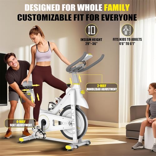 Indoor Exercise Bike, 30 lbs Flywheel, LCD Monitor, 330 lbs Weight Capacity, Tablet Mount, Comfortable Seat