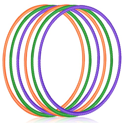Sratte 6 Pcs Exercise Hoop Detachable Adjustable Plastic Hoops Snap Together Toy Ring Color Playground Toys for Girls and Boys Party Games, Sports, Exercise, Dog Training (28 Inch,Red,Yellow,Blue) - color: Red,yellow,blue, size: 28 Inch