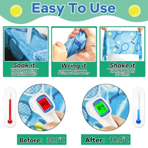 30 Pcs Tennis Cooling Towels for Neck and Face 40 x 12 Inch Tennis Sports Team Gifts Workout Ice Towels for Gym Sweat Microfiber Breathable Chilly Bulk Neck Wraps for Athletes Camping Travel Yoga - style: Tennis