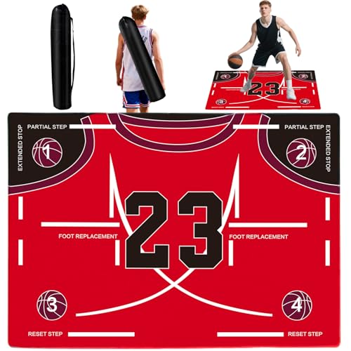 Portable Basketball Footwork Training Mat, Basketball Training Equipment, Agility Footstep Training Mat, Durable Non-Slip Basketball Footwork Training Equipment for All Ages to Improve Speed, Strength and Coordination - color: Red