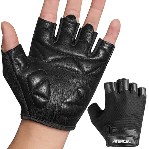 ATERCEL Premium Leather Workout Gloves, Ideal for Men and Women, Suitable for Weightlifting, Gym, Cycling - size: Large