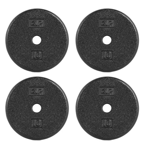 CAP Barbell Standard 1-Inch Cast Iron Weight Plates - Singles & Sets | 1.25-50 lbs | Multiple Options - color: Black, size: 10 lb - Set of 4