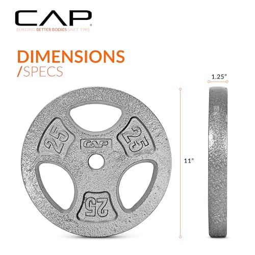 CAP Barbell Standard 1-Inch Grip Weight Plates - color: Gray, size: 25 lbs Plate Pack (x1)