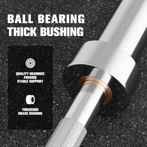 RITFIT Olympic Barbell 4ft/6ft - 2 Inch Weight Bar for Strength Training, Weightlifting, Squat, Deadlift, Bench Press, Curl, Overhead Press - 350lbs/500lbs Capacity - color: Silver, size: 6FT without Collar