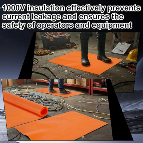 1 Pcs 20" x 20" Electrical Insulating Rubber Mat, 0.12" Thick Dielectric Safety Mat Rated for 1000v, Non-conductive Rubber Blanket for Electricians, Electrical Panels, Industrial Workstations - color: Orange, size: 20" X 20" X 0.12"