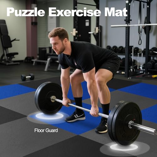 Elevon Puzzle Exercise Gym Flooring Mat, EVA Interlocking Foam Tiles Workout Mat for Home Gym, Fitness Equipment, MMA, Gymnastics, Shock-Absorbing Exercise Mat, Multi-Color - color: Grey, style: 1/2"Th, 6 Tiles (24 Sq Ft)