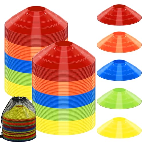 60/30 Pack Soccer Training Cones - Agility Cones with Carry Bag, Sturdy Disc Cones for Sports Training, Soccer, Football, Basketball, Indoor Outdoor Sports, Festive Events, Field Cone Markers - color: Multi-Color-15 Pack