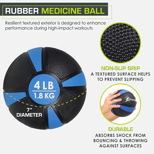 ProsourceFit Weighted Medicine Ball for Full Body Workouts - size: 4 LB