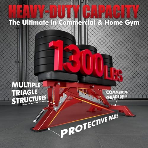 RITFIT Adjustable Weight Bench, Incline Decline Flat, 1300LB Capacity | Full Body Workout Bench for Home Gym Strength Training, 10 Backrest Positions, 3 Seat Angles, Heavy Duty Steel Frame - color: Red, with 2x5lb Rubber Hex Dumbbells