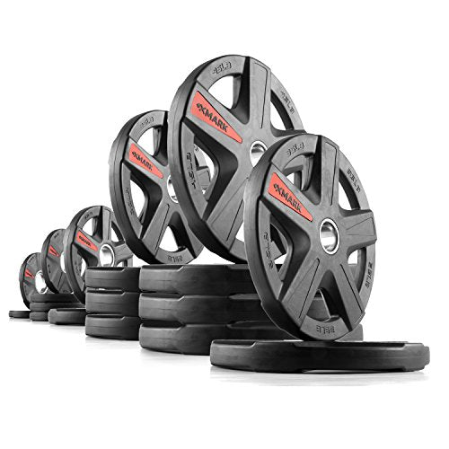 XMARK TEXAS STAR Olympic Weight Plates Set, Rubber Coated Barbell Weights for Home Gym, Weightlifting & Strength Training - color: 24) 395 lb Weight Set