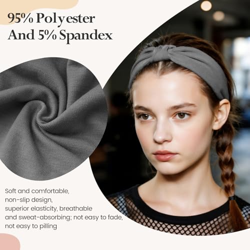 HSEM Knotted Headbands for Women 6-Pack – Wide Soft Elastic Non-Slip Hair Bands – Thick Stretchy Sweat Bands for Washing Face, Makeup, Workout, Running, Spa, Yoga, Fashion, Leopard Print - color: X-Colorful-2-11