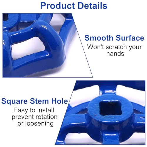2 Pack Outdoor Faucet Handle Replacement, 7mm x 7mm Square Stem Hole Water Spigot Handle Replacement, Cast Iron Round Wheel Outside Faucet Handles with Screws Spacer (Blue) - color: Blue, size: 7mm x 7mm (2pcs)