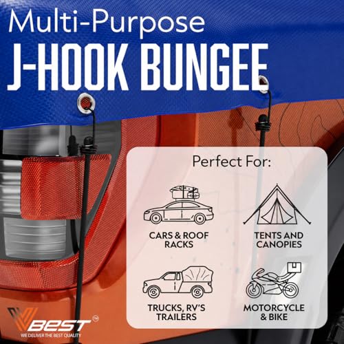 6 Piece Strong Bungee Cords with Hooks 36 Inch - Heavy Duty Outdoor Black Bungy Straps with Metal Hooks - 3ftt Bungie Chords Set UV & Weather Resistant - size: 6x36" - 6 Piece 3 ft